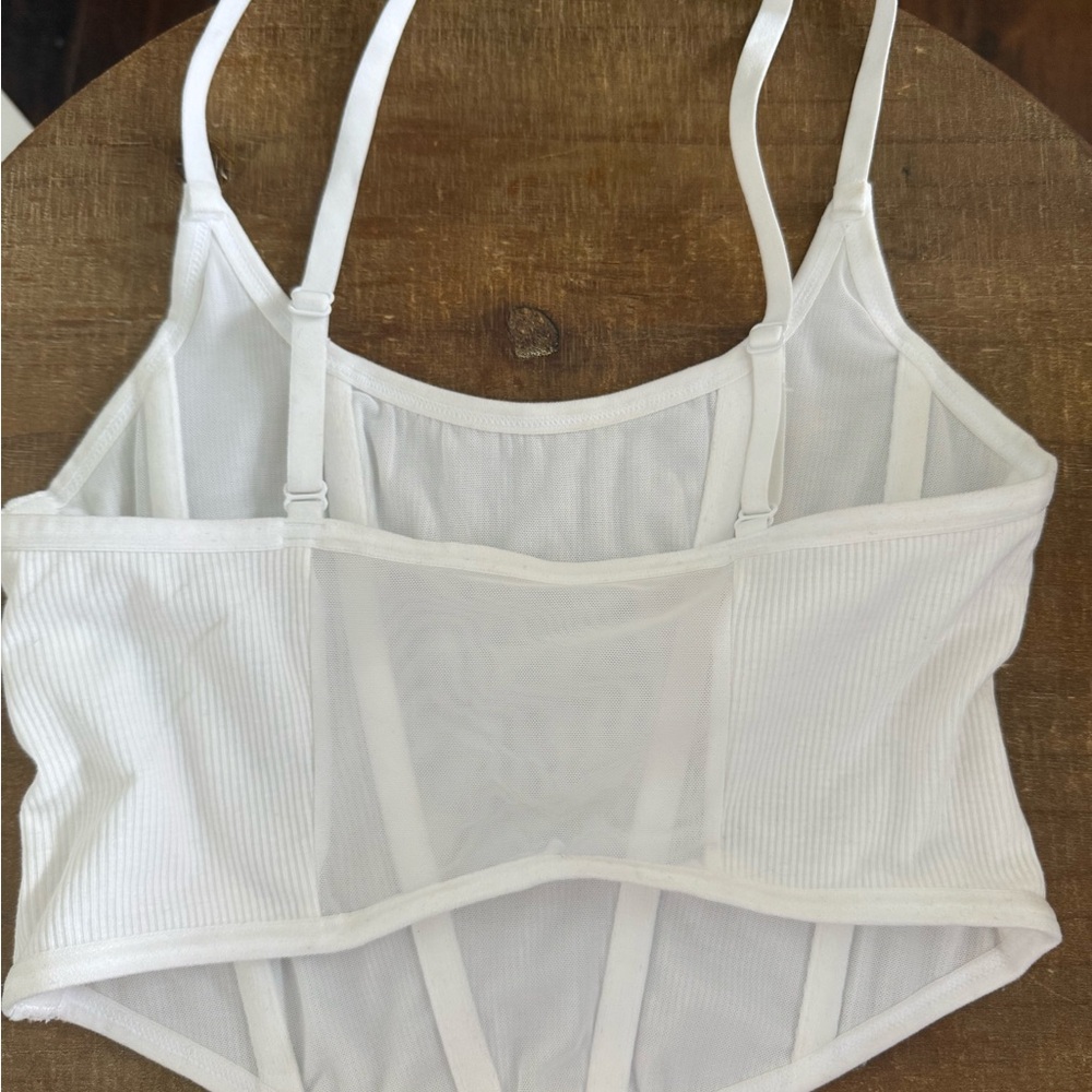 White Ribbed Corset Top - Picture 2 of 3